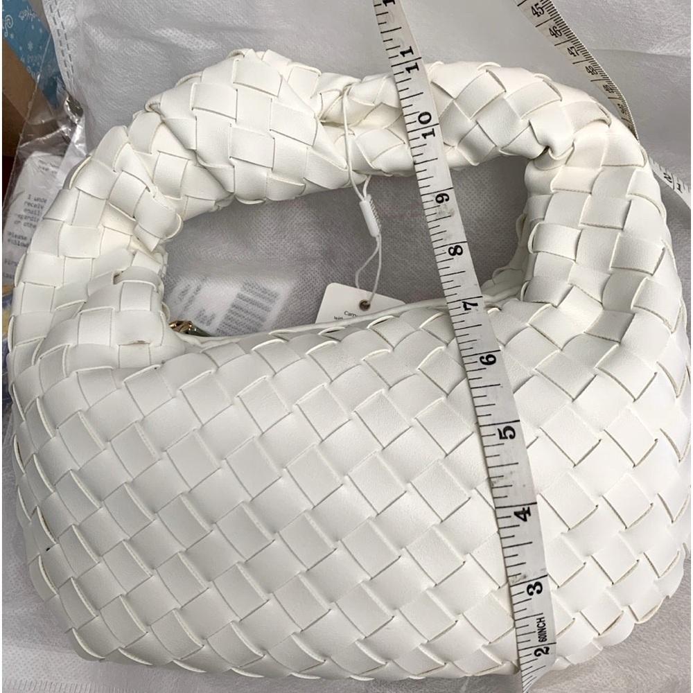 White-weaved, vegan knotted hobo with gold-tone zipper nwt